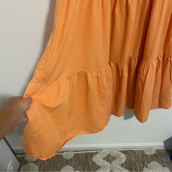 Charlie Holiday Orange Tiered Linen Maxi Dress size Small - Picture 5 of 11